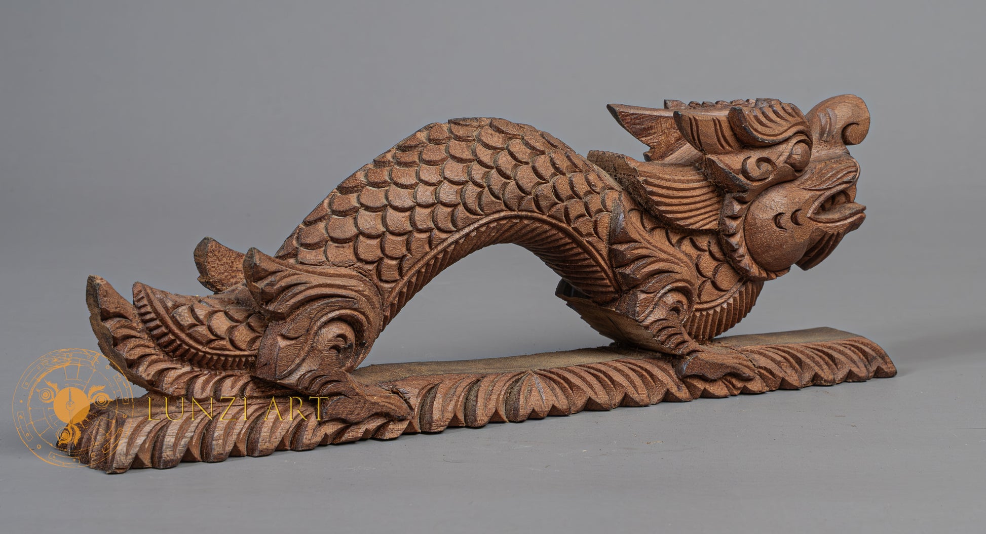 Hand-Carved Himalayan Dragon | Sacred Karma Wood - W-B-DT-D-0021