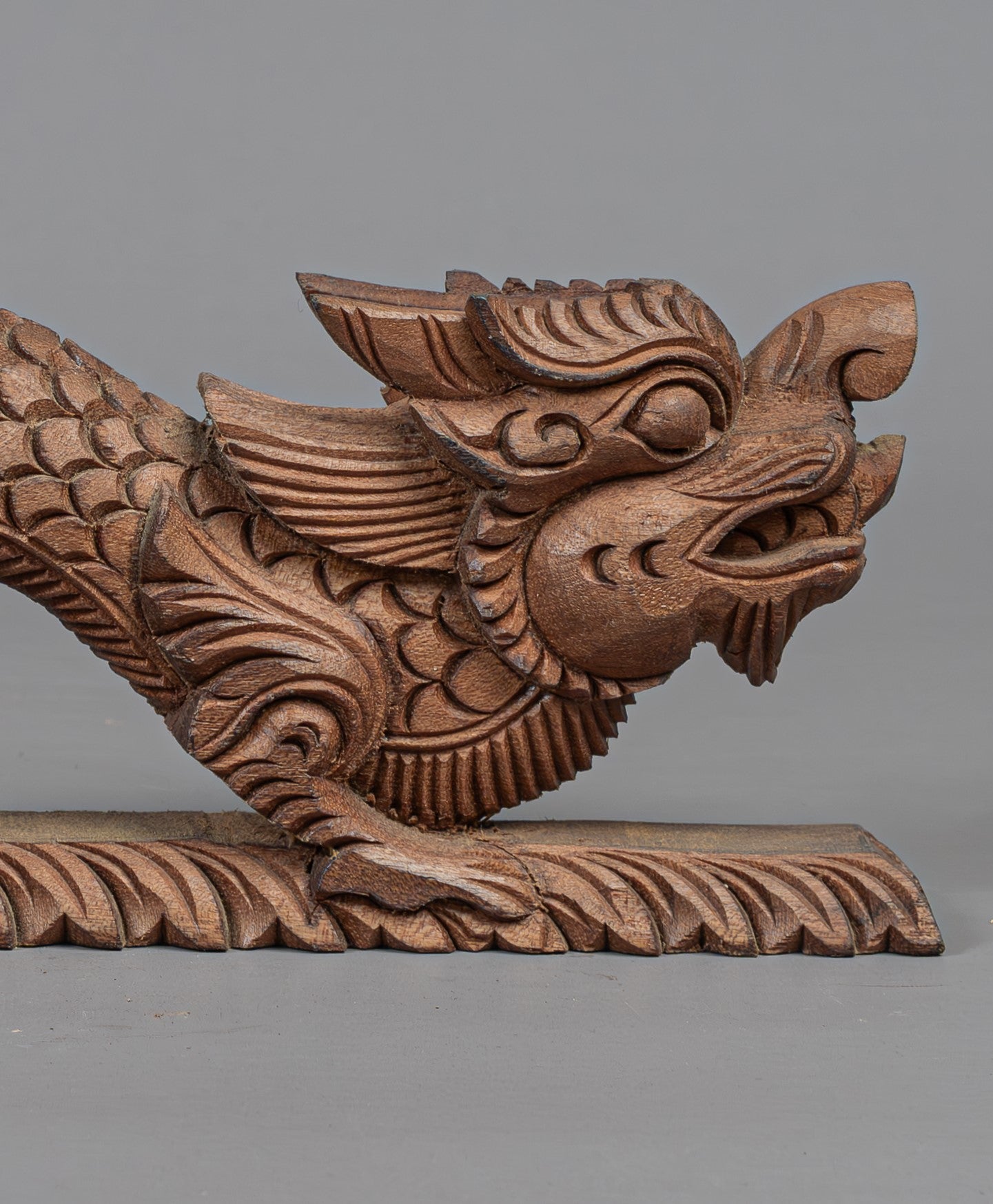 Hand-Carved Himalayan Dragon | Sacred Karma Wood - W-B-DT-D-0021