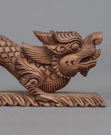 Hand-Carved Himalayan Dragon | Sacred Karma Wood - W-B-DT-D-0021