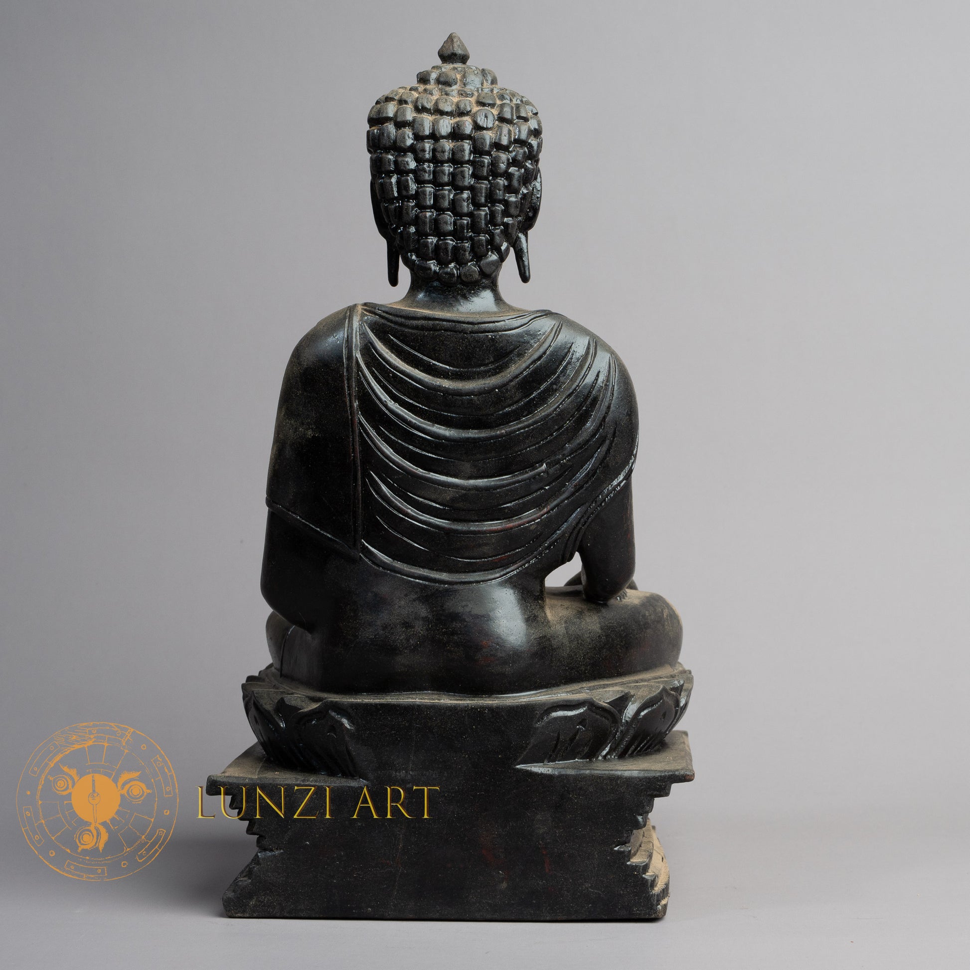 Hand-Carved Shakyamuni Buddha Statue | Sacred Karma Wood - W-B-DT-BS-0015