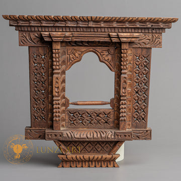 Hand-Carved Traditional Deshay Jhyal (Sacred Window) | Sacred Karma Wood - W-B-DT-W-0004