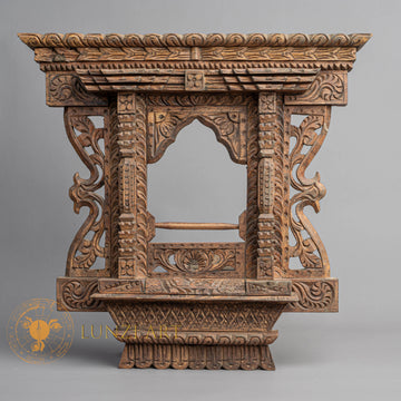 Hand-Carved Traditional Deshay Jhyal (Sacred Window) | Sacred Karma Wood - W-B-DT-W-0005