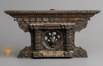 Hand-Carved Traditional Peacock Window (Mayur Jhyal) | Sacred Karma Wood - W-B-DT-PW-0001