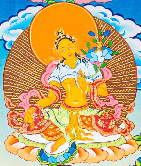 Hand-Painted 21 Green Tara Thangka - T-S-BT-RB-AU-TT-0066