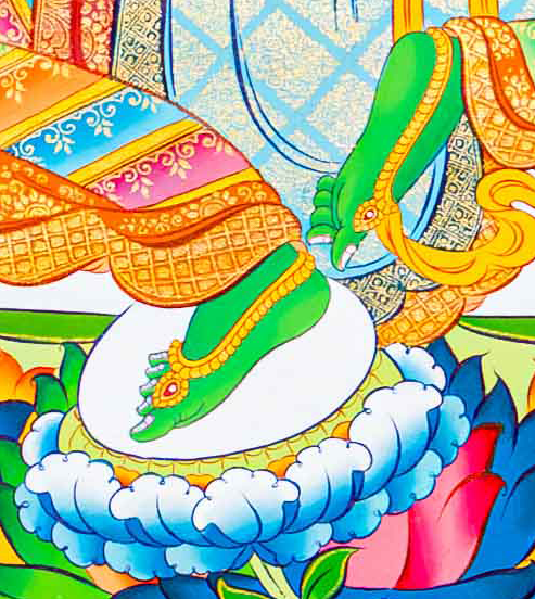 Hand-Painted 21 Green Tara Thangka - T-S-BT-RB-AU-TT-0066