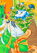 Hand-Painted 21 Green Tara Thangka - T-S-BT-RB-AU-TT-0066