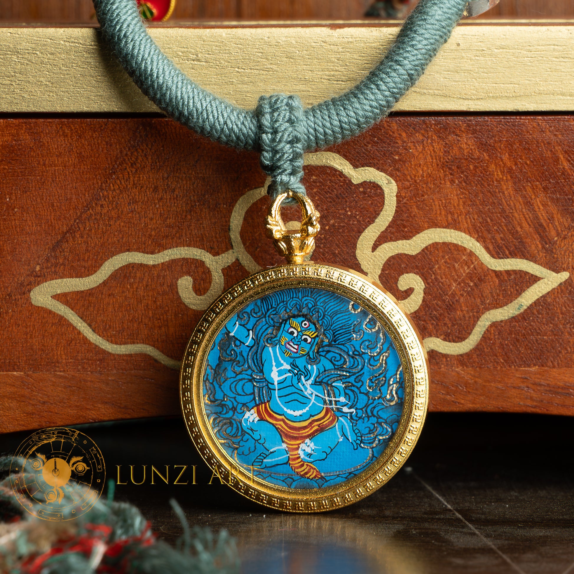 Hand-Painted Acala (The Immovable) Locket (Ghau) Thangka - L-A-51