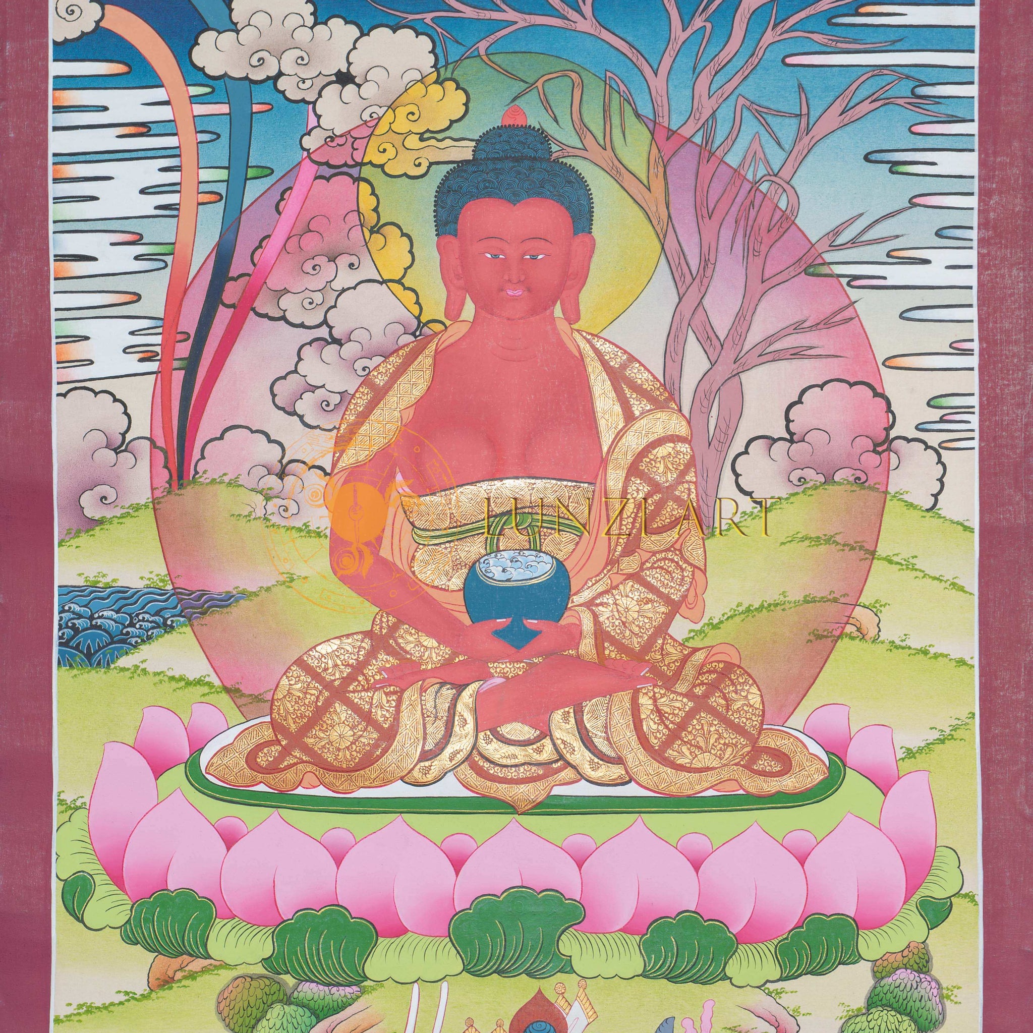Hand-Painted Amitabha Thangka - Thangka