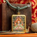 Hand-Painted Avalokiteshvara (Chenrezig) Rectangular Locket (Ghau) Thangka - L-C-64