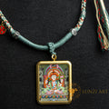 Hand-Painted Avalokiteshvara (Chenrezig) Rectangular Locket (Ghau) Thangka - L-C-64