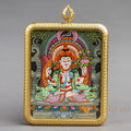 Hand-Painted Avalokiteshvara (Chenrezig) Rectangular Locket (Ghau) Thangka - L-C-64