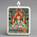 Hand-Painted Avalokiteshvara (Chenrezig) Rectangular Locket (Ghau) Thangka - L-C-64