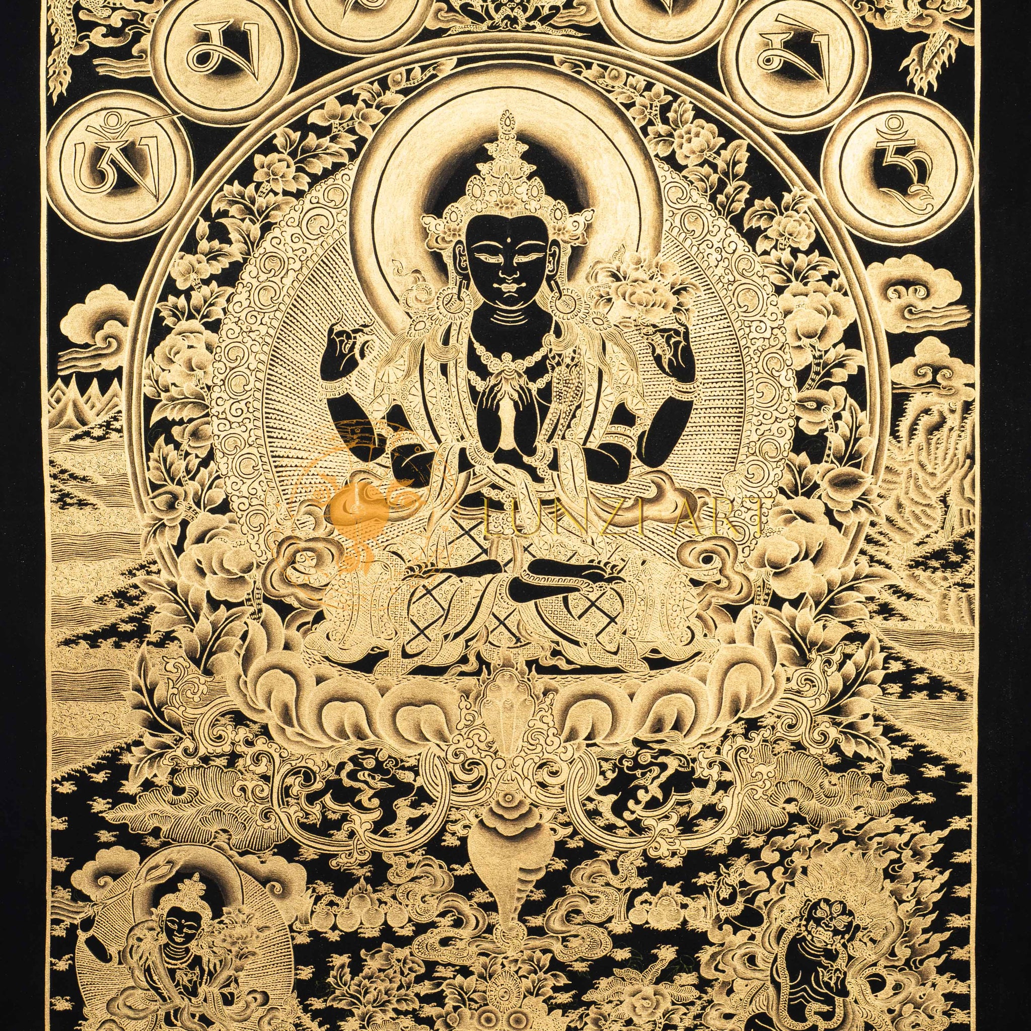 Hand-Painted Chengresi (Avalokiteshvara) Thangka - Thangka