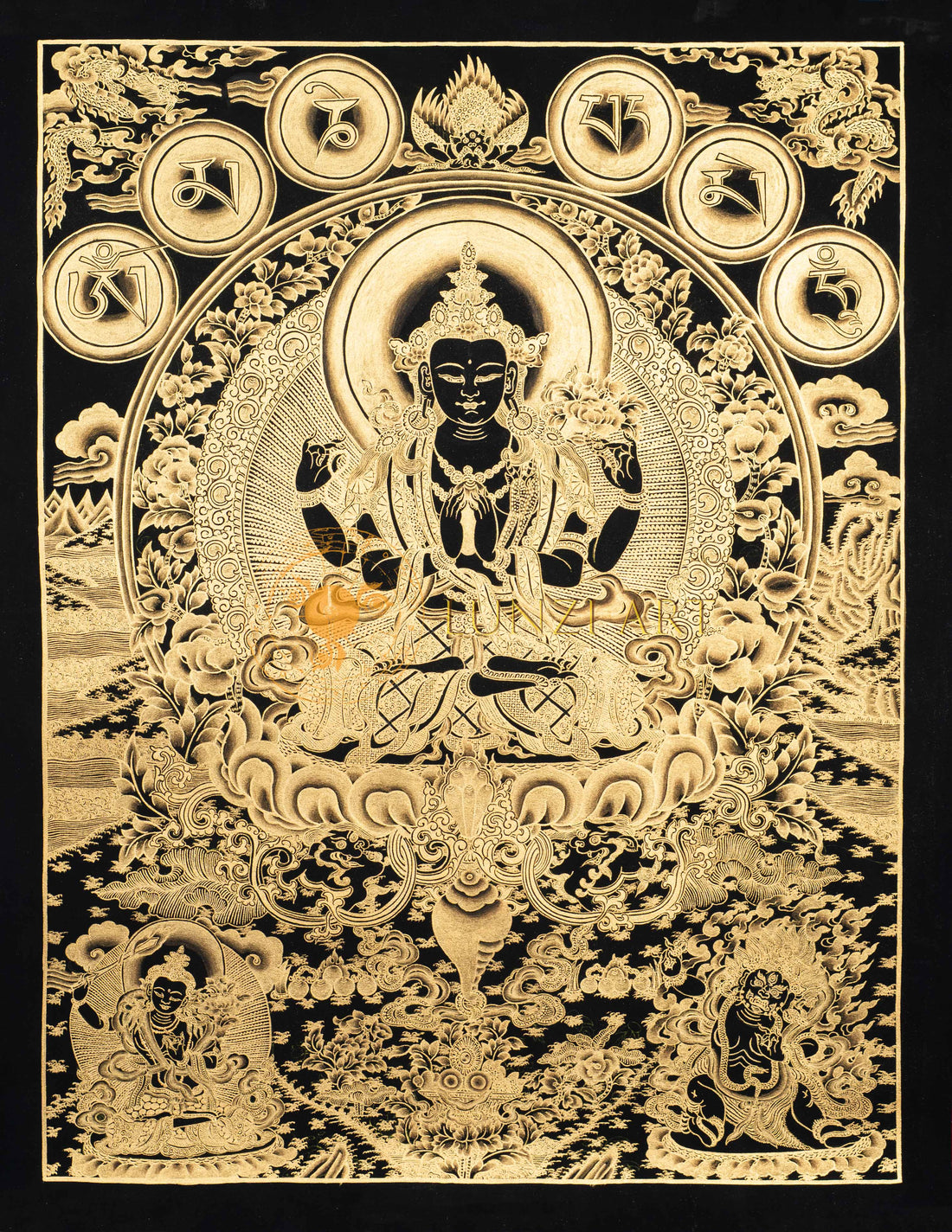 Hand-Painted Chengresi (Avalokiteshvara) Thangka - Thangka