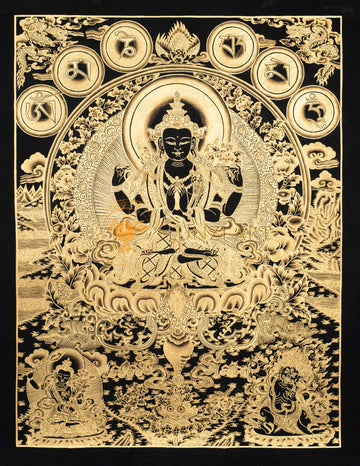 Hand-Painted Chengresi (Avalokiteshvara) Thangka - Thangka