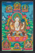 Hand-Painted Chenrezig Thangka - T-S-BT-BB-AU-C-0094