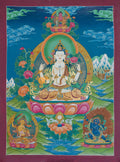 Hand-Painted Chenrezig Thangka - T-S-BT-PB-AU-C-0116