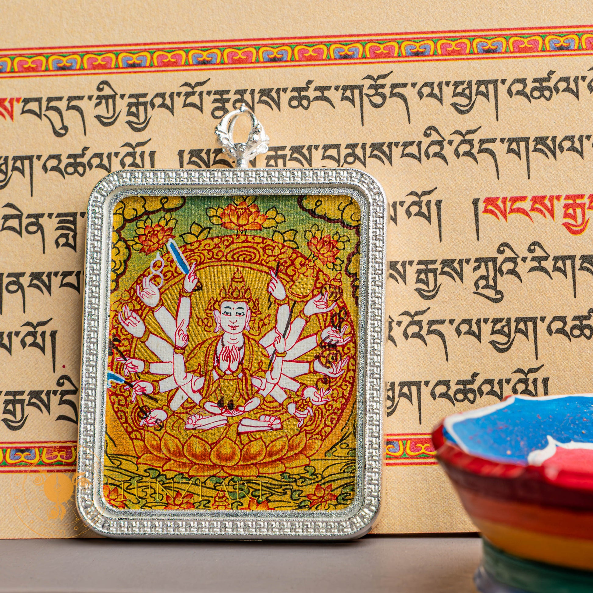 Hand-Painted Chundi Locket (Ghau) Thangka - L-C-33-L-C-34-L-C-35