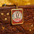 Hand-Painted Chundi Locket Thangka: The Swift Bestower - L-Y-0021
