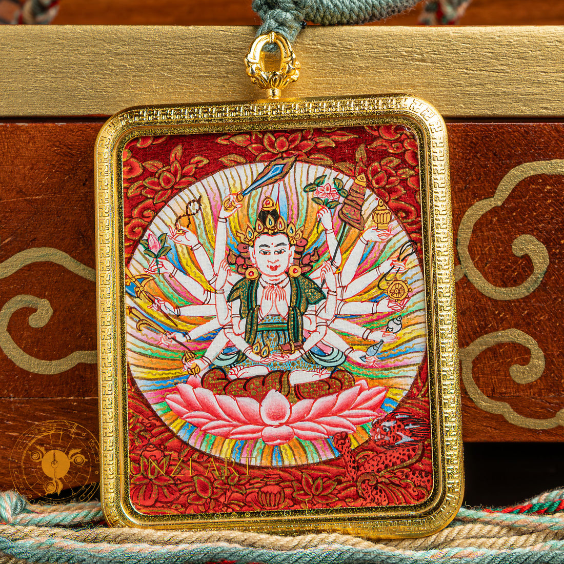 Hand-Painted Chundi Locket Thangka: The Swift Bestower - L-Y-0021