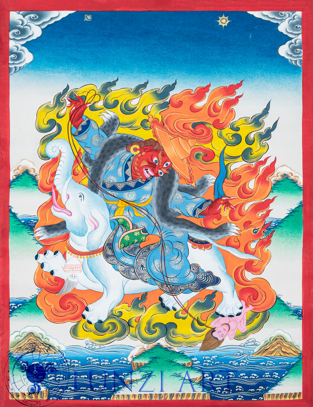 Hand-Painted Dorje Legpa Thangka – Wrathful Compassion - Thangka