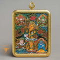 Hand-Painted Five Jambhala Ghau Locket Thangka - L-MJ-30