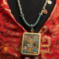 Hand-Painted Five Jambhala Ghau Locket Thangka - L-MJ-30