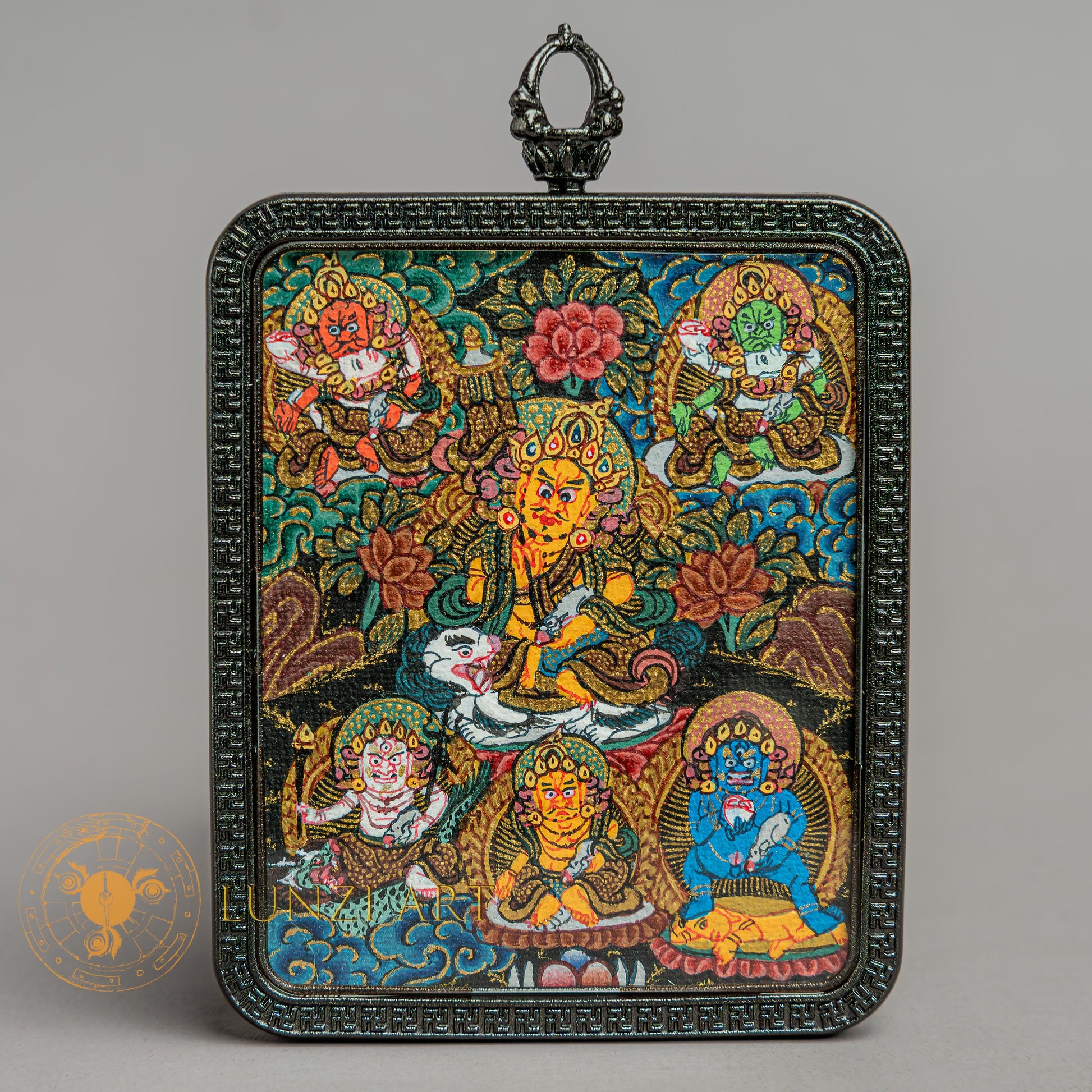 Hand-Painted Five Jambhala Ghau Locket Thangka - L-MJ-30-L-MJ-31-L-MJ-32