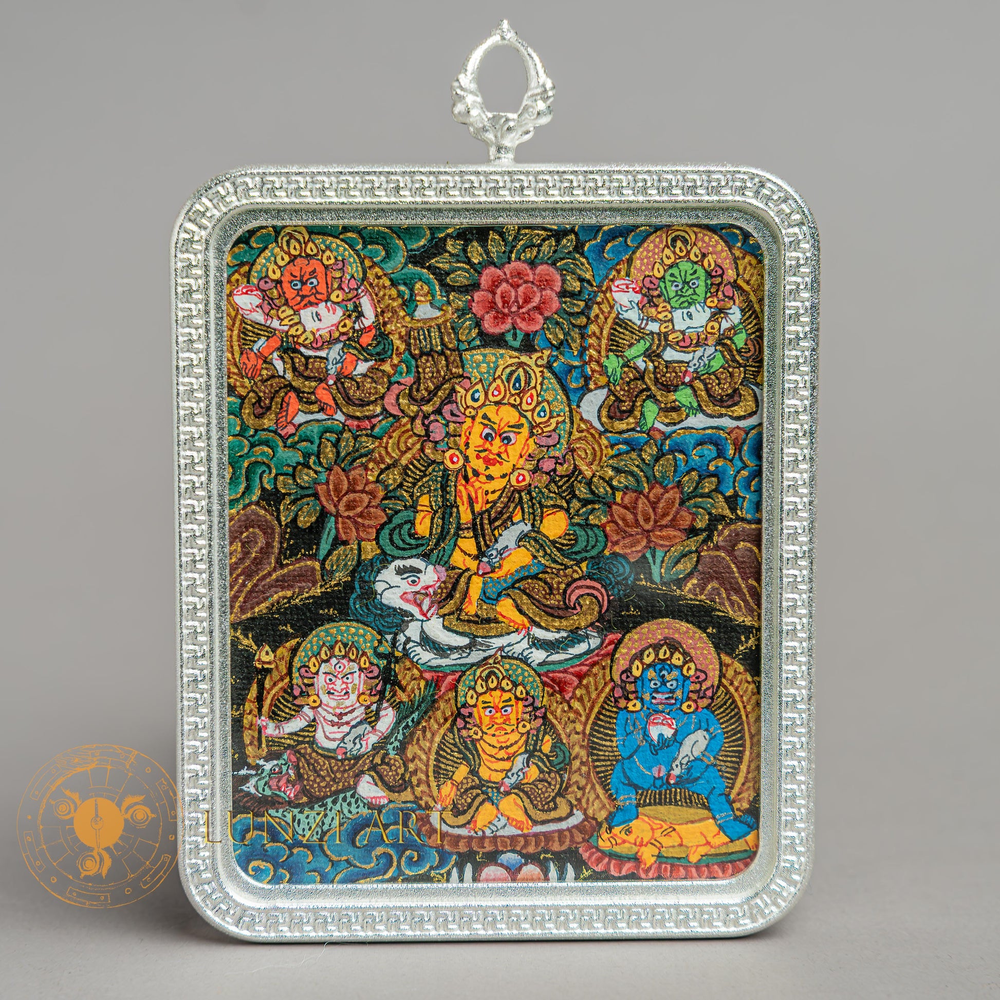 Hand-Painted Five Jambhala Ghau Locket Thangka - L-MJ-31