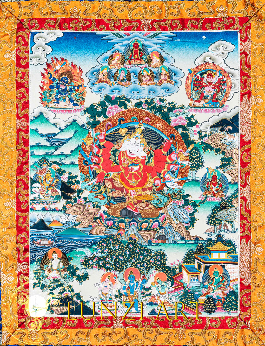 Hand-Painted Ganesh Thangka “Lord of Wisdom and Beginnings” - T-B-AS-RB-G-0015