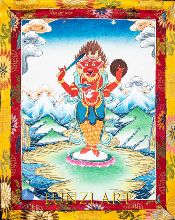 Hand-Painted Garuda Thangka : Symbolizing Speed, Power and Protection - T-B-AS-YB-M-0009