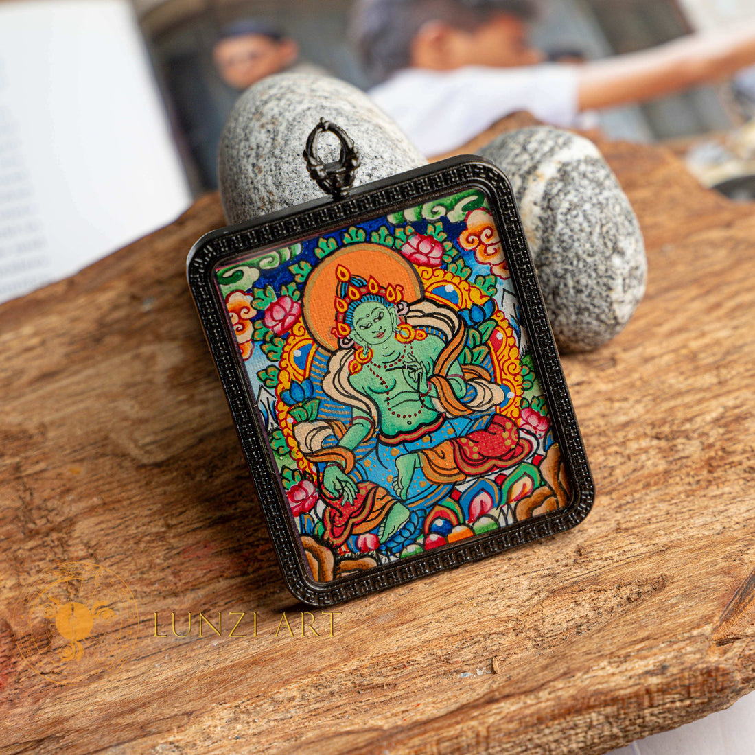 Hand-Painted Green Tara Ghau Thangka Locket - Thangka
