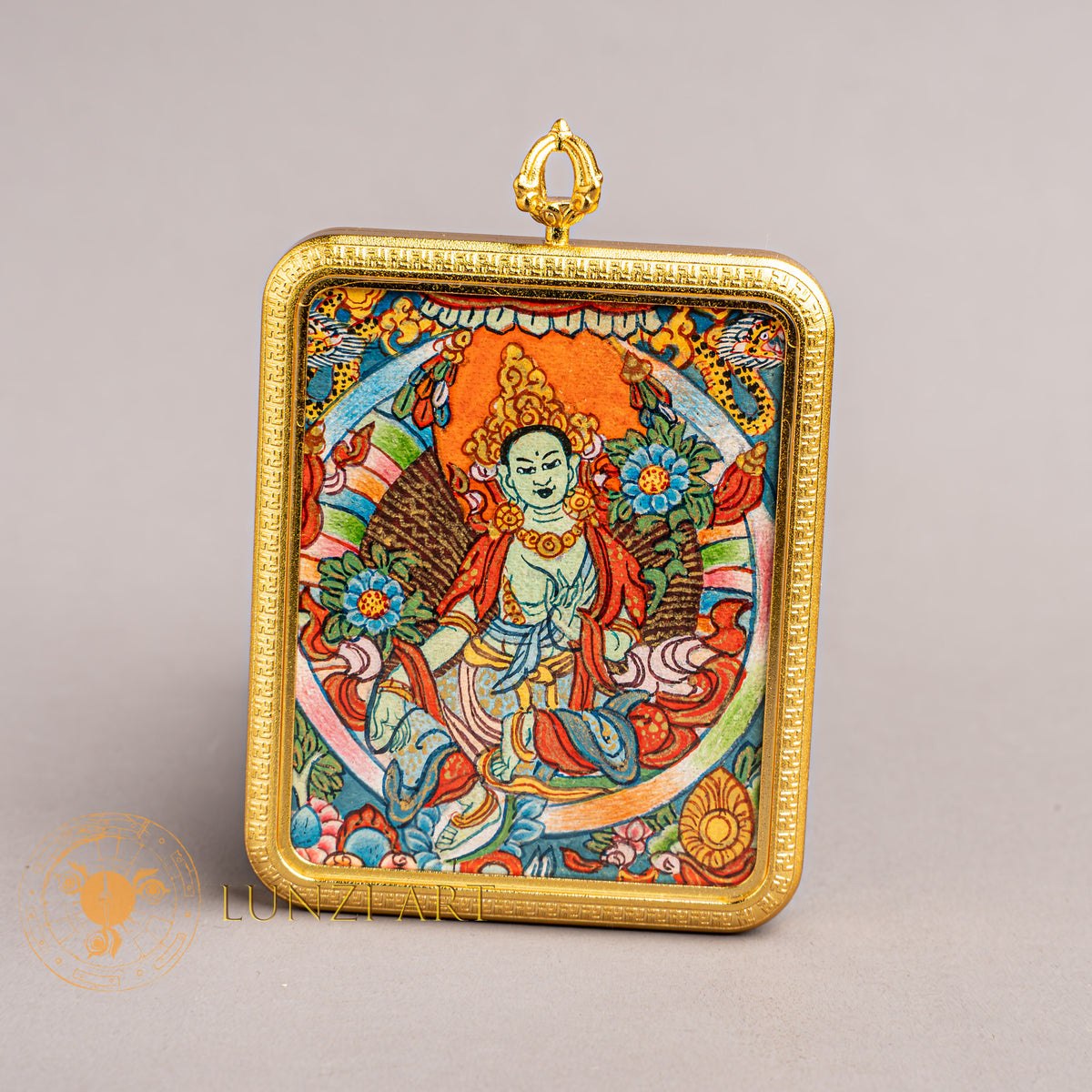 Hand Painted Green Tara Locket (Ghau) Thangka - L-GT-31