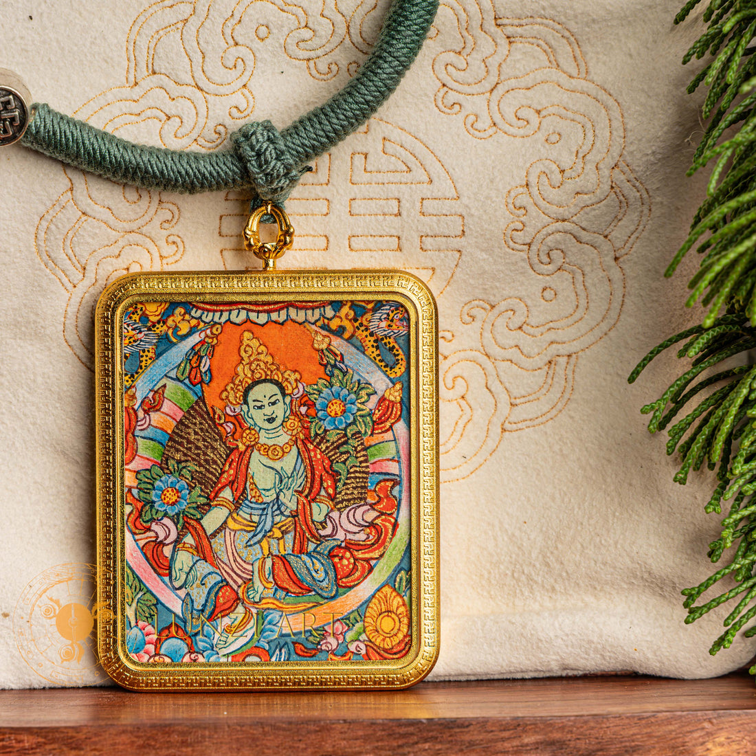 Hand Painted Green Tara Locket (Ghau) Thangka - L-GT-31-L-GT-32-L-GT-33
