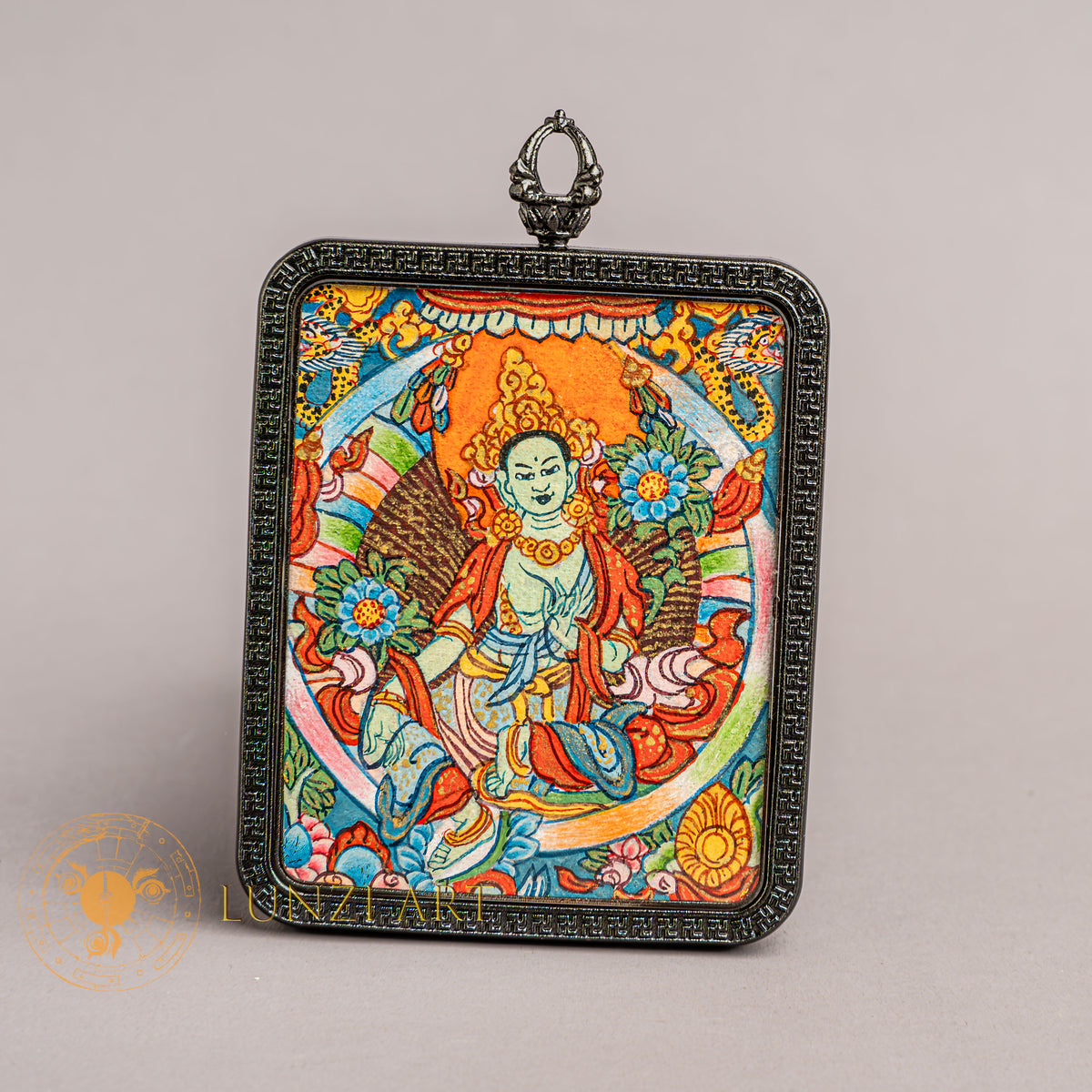 Hand Painted Green Tara Locket (Ghau) Thangka - L-GT-33