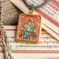 Hand Painted Green Tara Locket (Ghau) Thangka - L-GT-34