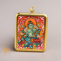 Hand Painted Green Tara Locket (Ghau) Thangka - L-GT-34-L-GT-35-L-GT-36
