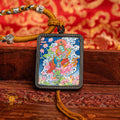 Hand-Painted Green Tara Paubha Locket: The Swift Savior - L-NGT-0023