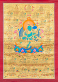 Hand-Painted Green Tara Thangka Lapped by Gold - T-S-BT-RB-AU-TT-0068