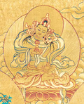 Hand-Painted Green Tara Thangka Lapped by Gold - T-S-BT-RB-AU-TT-0068