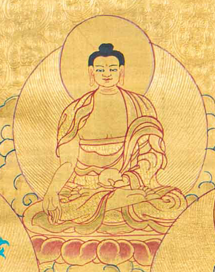Hand-Painted Green Tara Thangka Lapped by Gold - T-S-BT-RB-AU-TT-0068