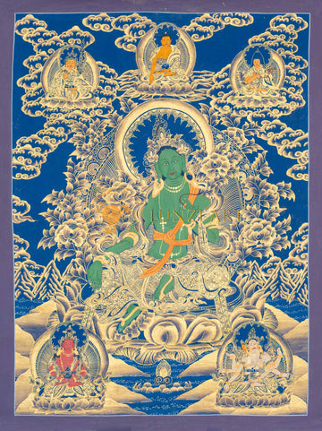 Hand-Painted Green Tara Thangka - T-S-BT-GT-0101