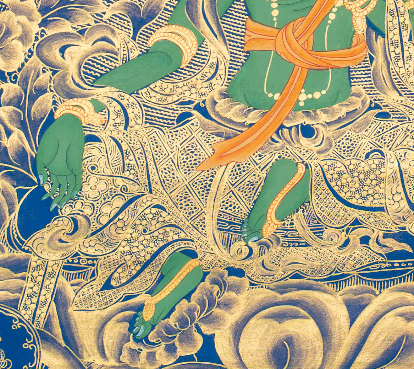 Hand-Painted Green Tara Thangka - T-S-BT-GT-0101