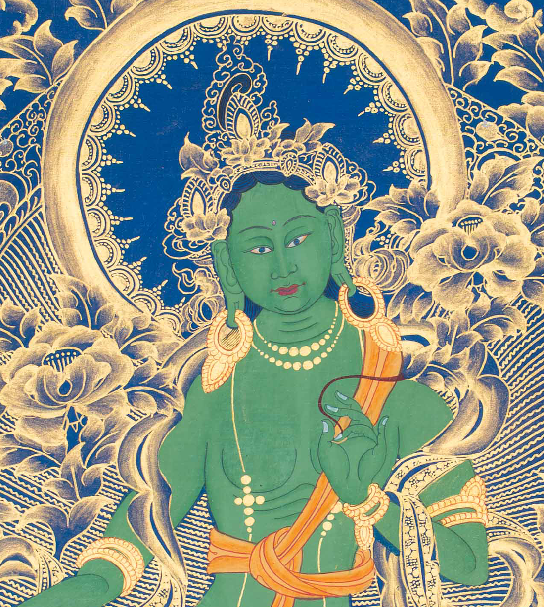 Hand-Painted Green Tara Thangka - T-S-BT-GT-0101