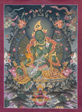 Hand-Painted Green Tara Thangka - T-S-BT-PB-AU-GT-0071