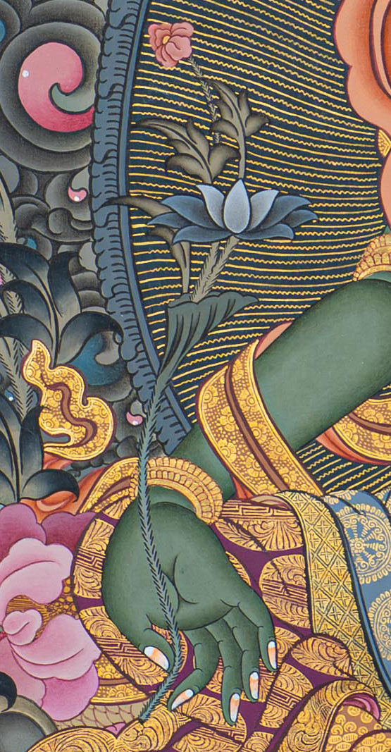 Hand-Painted Green Tara Thangka - T-S-BT-PB-AU-GT-0071
