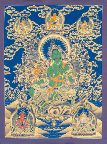 Hand-Painted Green Tara Thangka - T-S-BT-PB-GT-0096