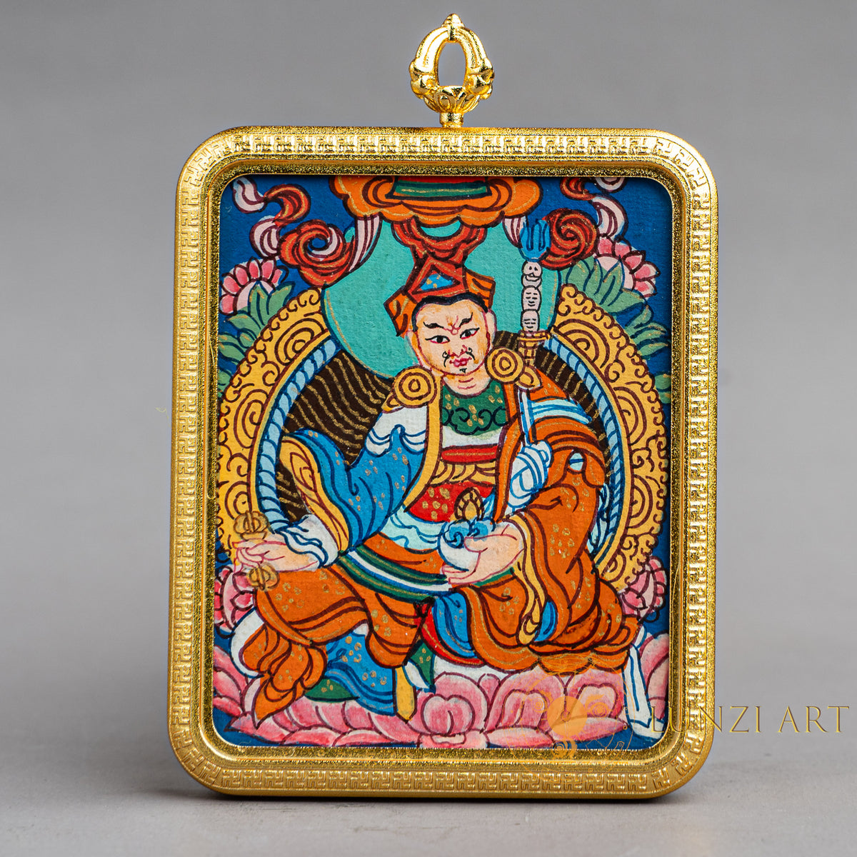 Hand-Painted Guru Rinpoche (Padmasambhava) Locket (Ghau) Thangka - L-GR-65