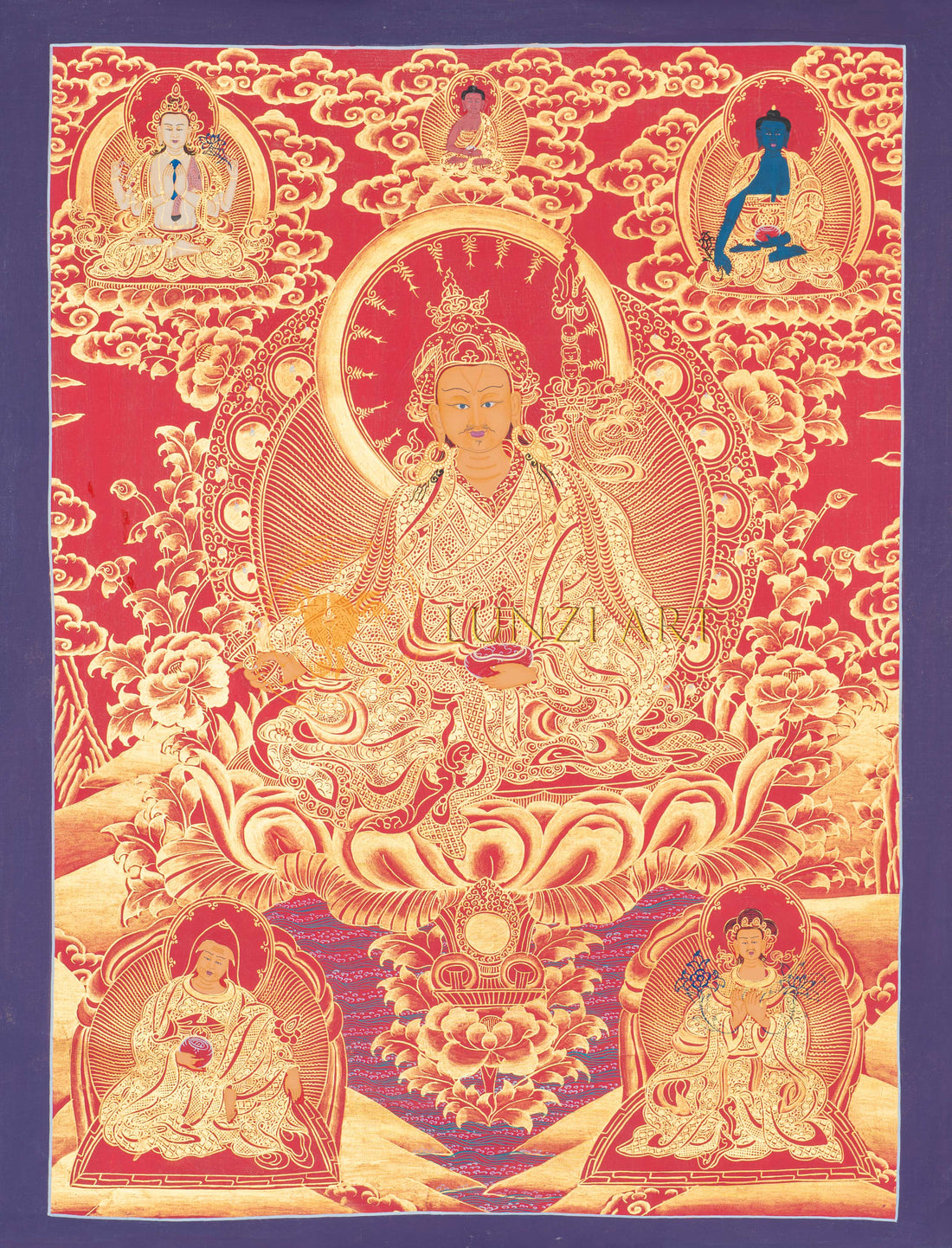 Hand-Painted Guru Rinpoche Thangka - T-S-BT-PB-GR-0099