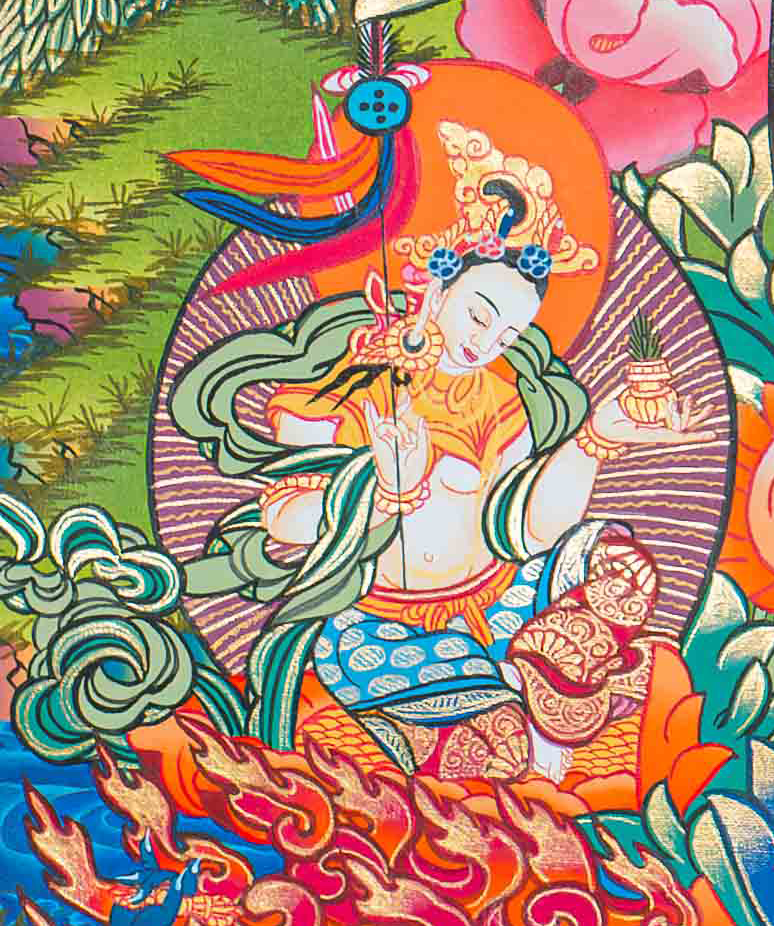 Hand-Painted Guru Rinpoche Thangka - T-S-BT-RB-AU-GC-0082